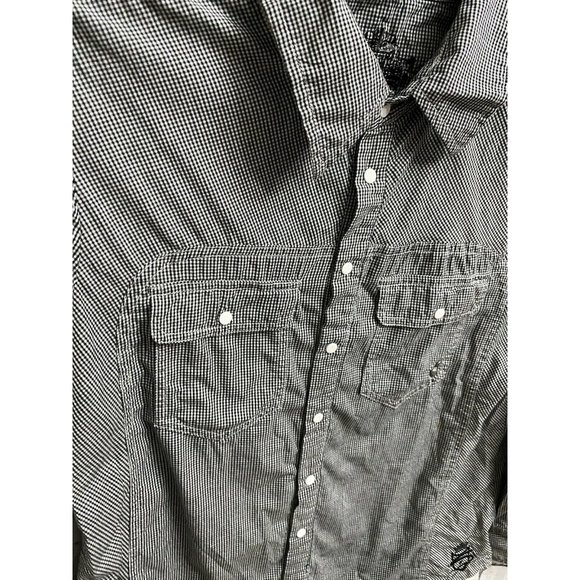 Silver Jeans Co Black White Check Western Mens Snap Button Down Shirt L/S - Picture 2 of 5